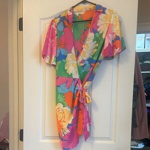 SHEIN Multicolor Floral Wrap Blouse